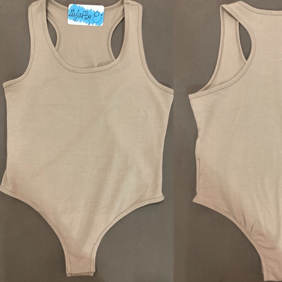 Taupe Mocha racer back bodysuit - Picture 3 of 5